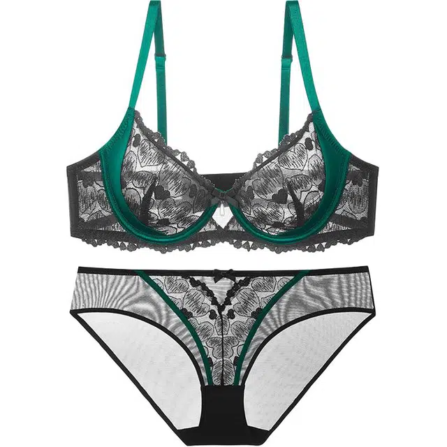 皇室品轩 欧美性感超薄大胸显小大码本命年少女蕾丝文胸罩内衣裤套装 女款