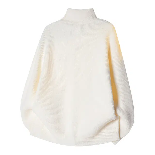 棉基因 美式学院文艺风高级感针织纹理纯色简约长袖立领套头上衣保暖舒适柔软宽松休闲毛衣 男女同款