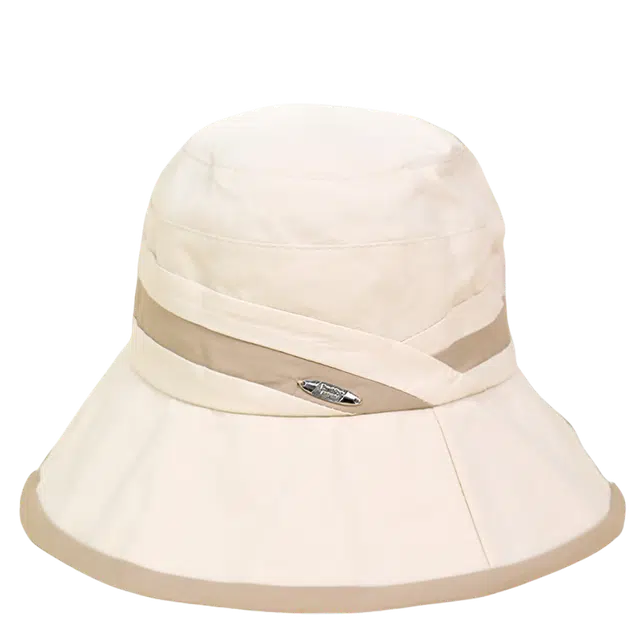 杨同学 韩版拼色时尚百搭金属小标优雅高级感遮阳防晒 涤纶 渔夫帽 女款 米色/卡其/咖啡/黑色