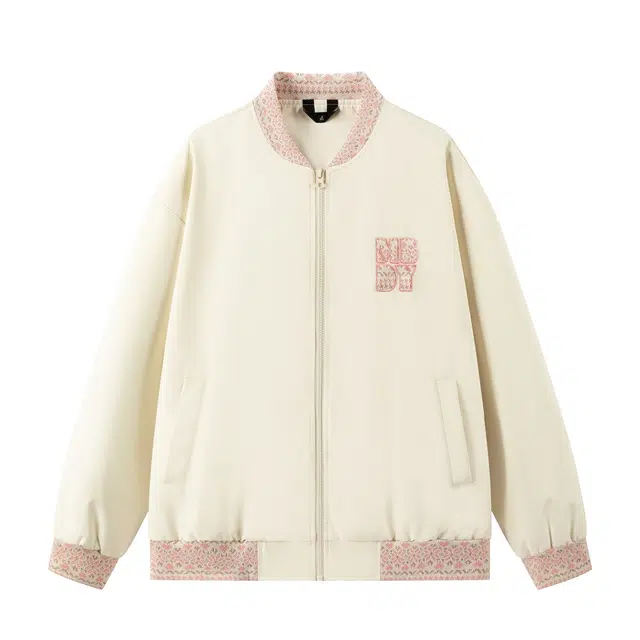 领航骆驼 学院风字母印花棒球领落肩宽松夹克外套 男女同款