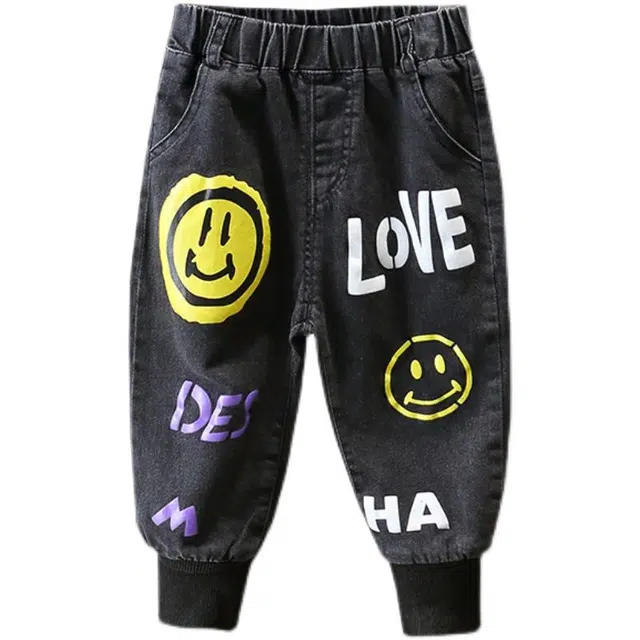 吉姆沃克牛仔裤 儿童春秋男孩韩版洋气宝宝网红时尚炸街束脚裤