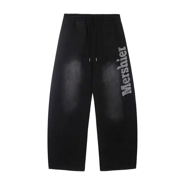 虫小绿 美式复古水洗渐变做旧字母印花弯刀卫裤秋季高街潮流宽松阔腿裤直筒长裤子百搭痞帅运动休闲裤 男女同款