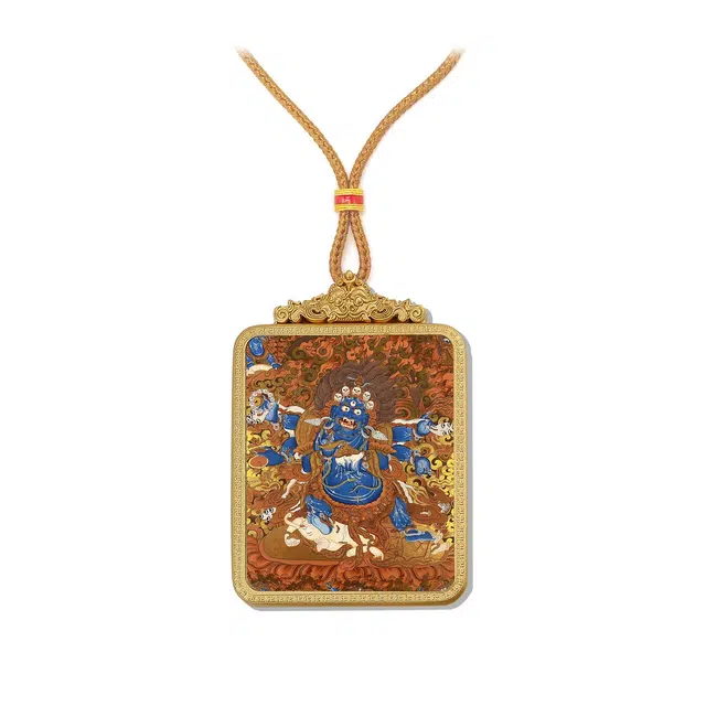 【百无禁忌百财来】 玉临门 国风六臂玛哈噶拉唐卡藏式大黑天吊坠 藏传佛教护身符能量加持助力上岸#好运 合金 项链 男女同款情侣款
