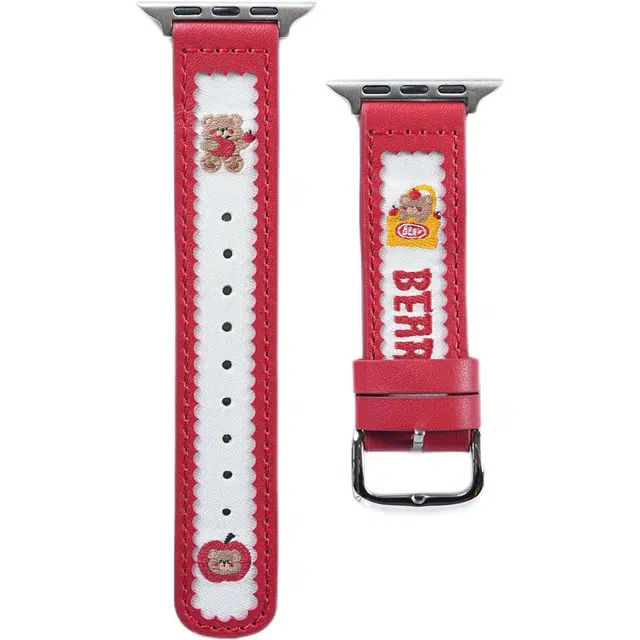 卫欣 表带 苹果适用 皮质 尼龙材质 小熊男女通用