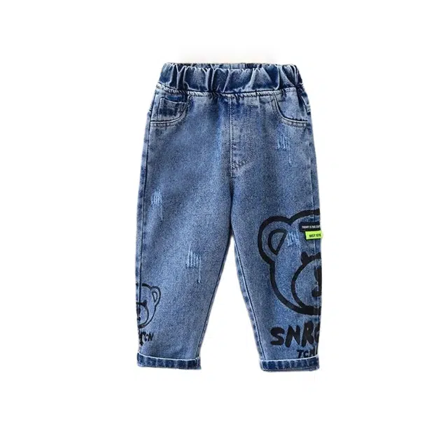 吉姆沃克牛仔裤 春秋款印花软宽松洋气休闲中大童潮儿童炸街帅气裤子