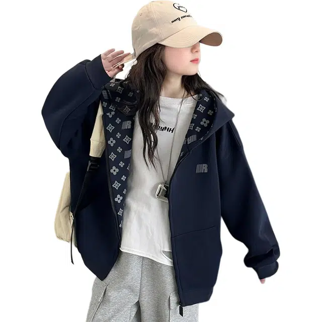 泰迪珍藏上装 女童加绒外套秋冬洋气中大童韩版卫衣加厚秋季儿童装上衣