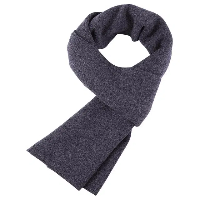 恒源祥 简约纯色柔软舒适时尚百搭 羊毛 绒线围巾 男款