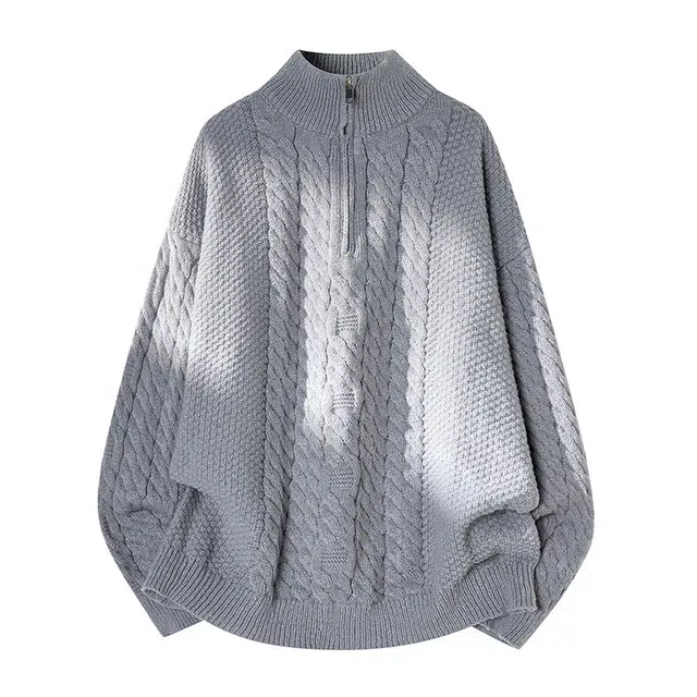 棉基因 文艺风不规矩结构设计款慵懒纯色潮流百搭打底针织上衣保暖防寒时尚宽松休闲毛衣 男女同款