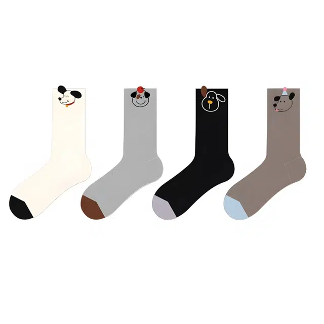 十三日季 条纹刺绣吸汗个性中筒袜 女款