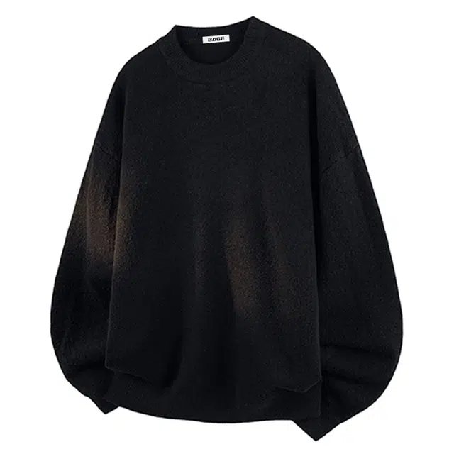 八哥 美式复古高街潮流时尚经典纯色舒适休闲百搭宽松设计感基础款亲肤柔软圆领套头慵懒针织衫 男女同款