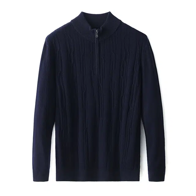 恒源祥  【山羊绒+绵羊毛】拉链半高领秋冬款中厚时尚通勤商务打底上衣针织衫 男女同款