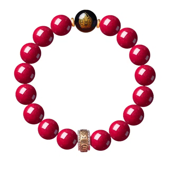 石在行 收藏级高含量复古紫金砂平安转运纳福 国潮新中式 佛珠念珠文玩 本命年生肖平安符 朱砂 手串 男女同款情侣款