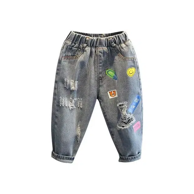 吉姆沃克 牛仔裤 儿童春秋款裤子宝宝休闲宽松中小童长裤