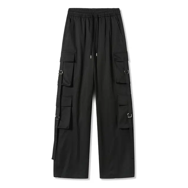 海尔斯 多口袋纯色中腰宽松系带休闲裤 男款