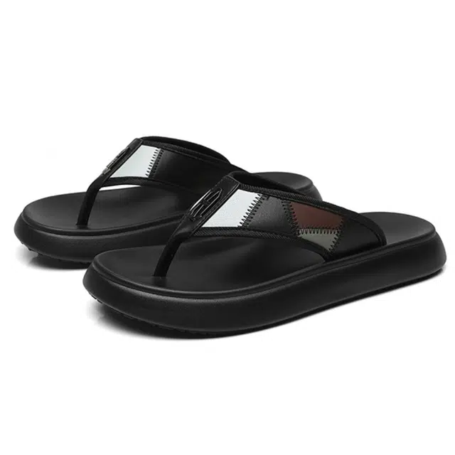 佐塞斯 舒适百搭 简约时尚人字拖鞋 男款 黑色