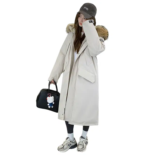 红蜻蜓 冬季长款连帽保暖派克服棉衣外套休闲百搭工装棉服 男女同款