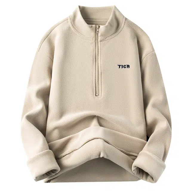 卡丹狄诺 半高领拉链奥粒绒双面加绒加厚秋冬保暖情侣款卫衣 男款