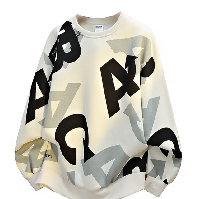 寻星记 秋季潮牌宽松字母印花圆领透气休闲长袖套头打底上衣卫衣 男女同款