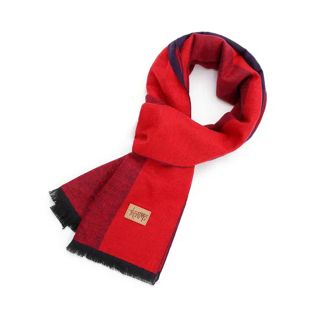 肯默 简约拼色 聚酯纤维 绒线围巾 男女同款情侣款