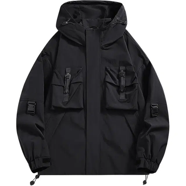 海尔斯 纯色简约宽松连帽夹克外套 男女同款