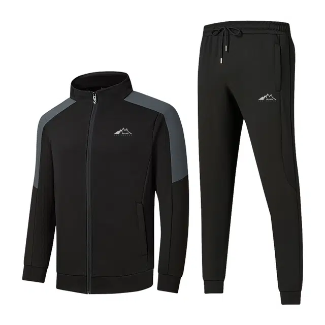 赛琪 美式学院风插肩袖拼接撞色夹克外套时尚百搭宽松束脚长裤舒适跑步健身休闲运动套装 男女同款