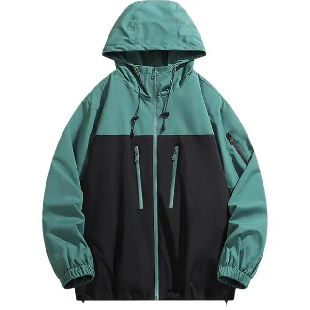 海尔斯 户外时尚拼色连帽落肩宽松夹克外套 男款