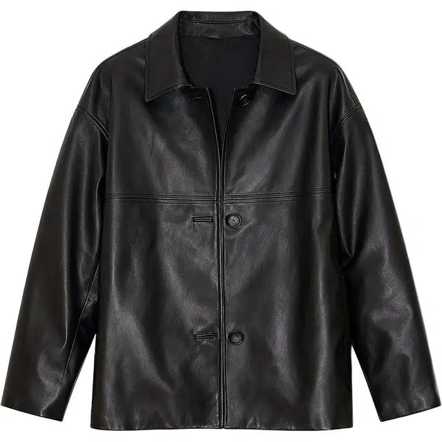 潞优野 轻奢设计感小众绵羊皮外套个性时尚百搭真皮夹克风衣 皮衣 女款