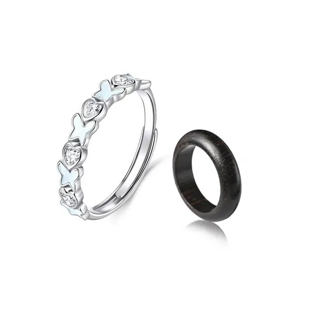 静范 蝶恋对戒 无限循环甜蜜爱恋 轻奢精致蝴蝶少女感 法式浪漫温柔气质日常通勤百搭开口可调节告白#好运 檀木 戒指 男女同款情侣款