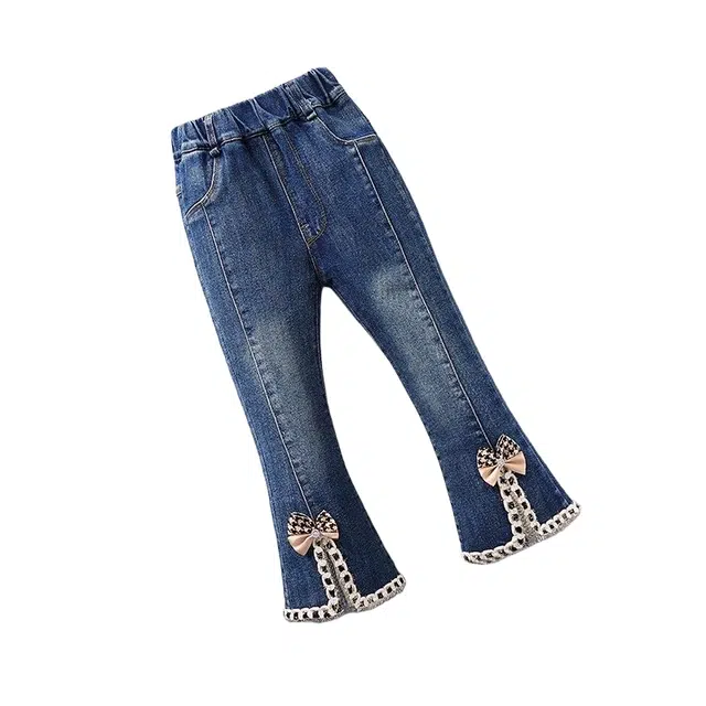 吉姆沃克 牛仔裤 开叉加绒款喇叭裤女童加绒裤