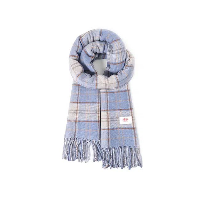 浪莎 秋冬季高级感复古格子韩系时尚百搭简约保暖 聚酯纤维 绒线围巾 男女同款情侣款