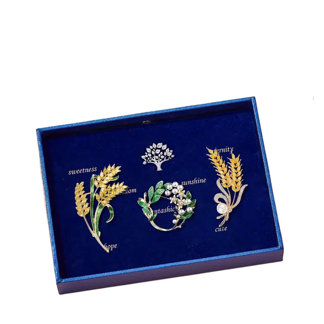 聆听花开 天鹅珍珠 高级感轻奢高档防走光麦穗胸花别针百搭气质优雅礼盒装 合金 胸针 女款