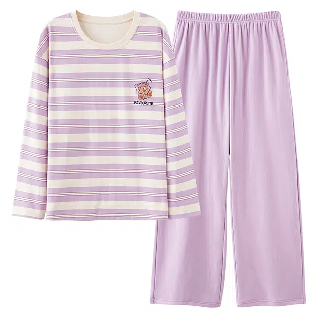 俏薇妮 春秋款德绒长袖加厚保暖休闲可外穿秋季家居服睡衣套装 女款