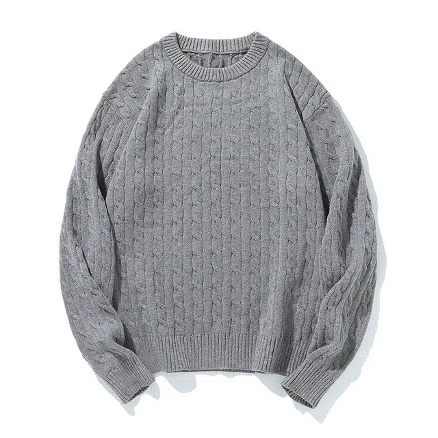 棉基因 清新森系提花肌理感毛线衣厚实内搭休闲运动氛围感职场通勤极简风女装高街美式亲肤打底衣松弛感青少年学院风毛衣 男女同款