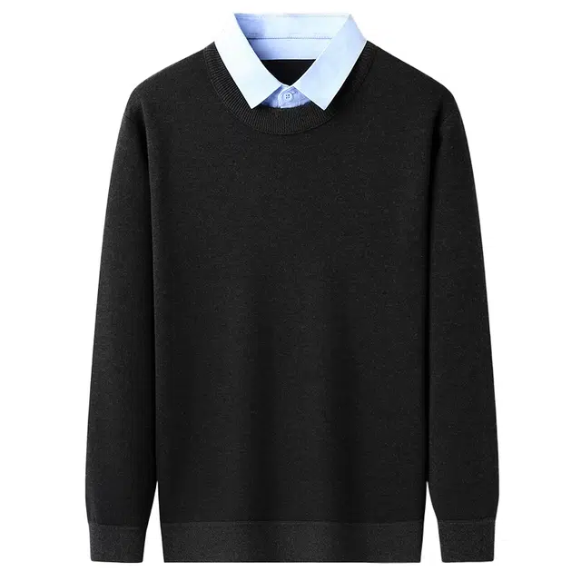 卡丹狄诺 含绵羊毛秋冬假两件打底衫保暖轻商务休闲百搭圆领针织衫 男款