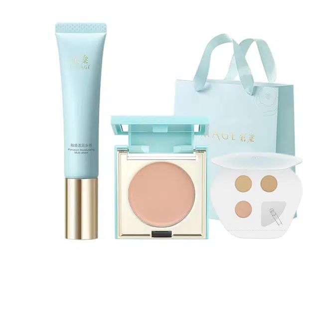 彩棠 妆前乳遮瑕彩妆套装 控油无瑕磨皮服帖保湿滋润遮瑕隔离 防卡粉隐形毛孔三文鱼色遮黑眼圈