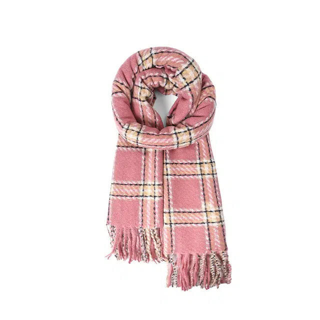 雅鹿优选 韩系氛围感格子保暖百搭学院风配饰格纹 聚酯纤维 绒线围巾 男女同款情侣款