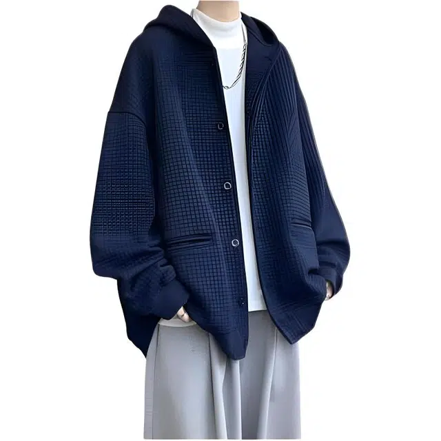 木木兔 经典潮牌美式高街男生穿搭长袖春秋季外穿潮流百搭男士秋冬衣服国潮宽松青少年上衣华夫格开衫外套夹克 男女同款