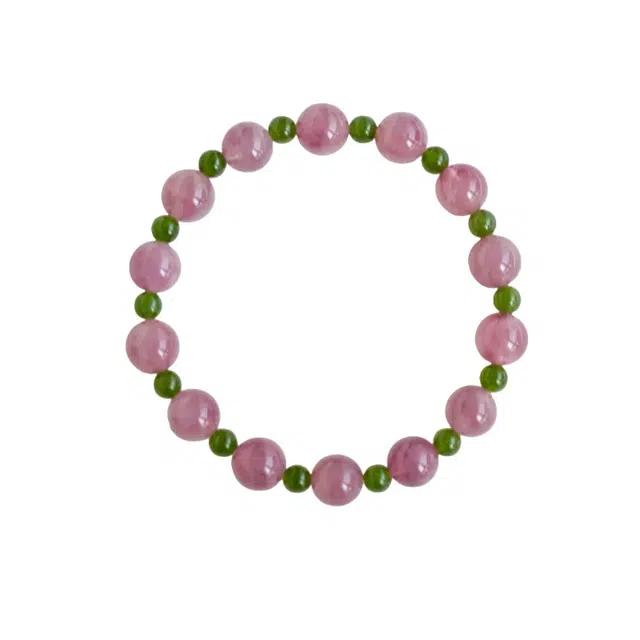 仙园韵 新中式复古文艺显白撞色好运串珠国潮优雅气质清新甜美创意百搭手饰 粉水晶 手串 女款