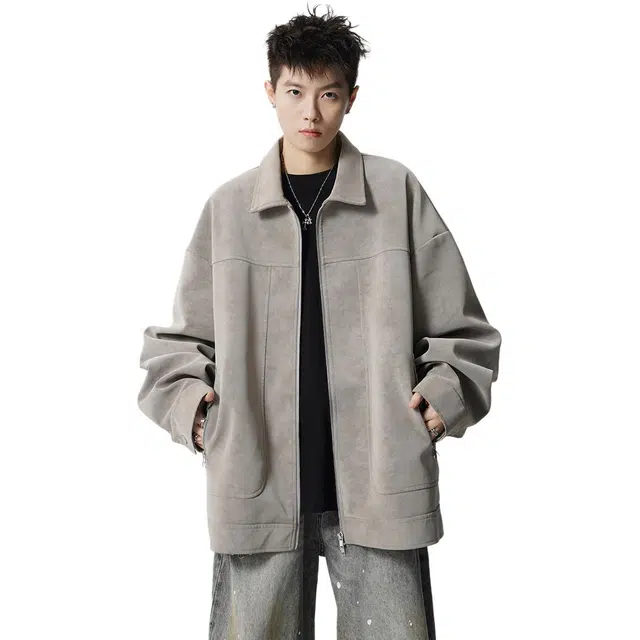 佐菲利 美式复古拼接运动卫衣外套潮牌青少年宽松休闲立领夹克 男女同款