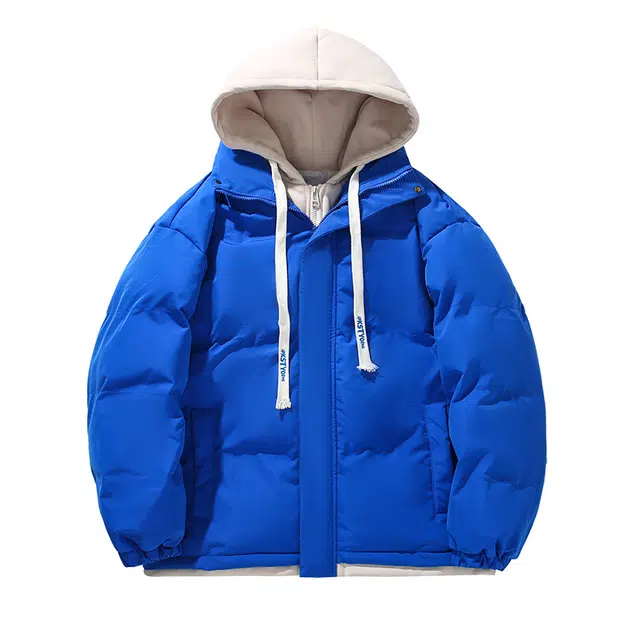 左岸 美式高街宽松加棉加厚保暖假两件拉链连帽设计感百搭潮流时尚休闲舒适痞帅港风潮牌棉服 男款