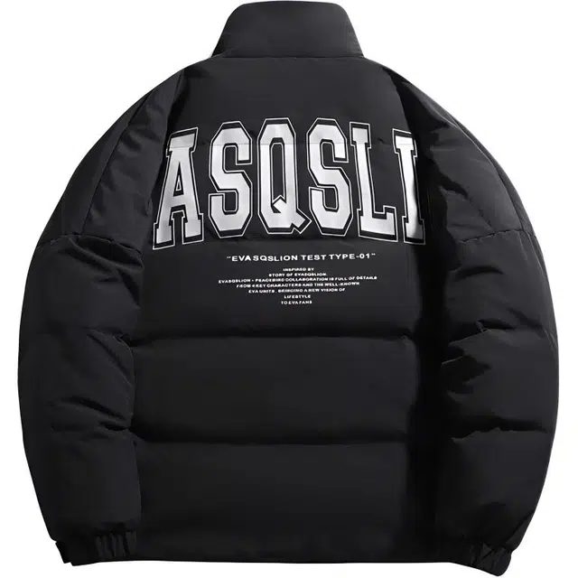 左岸 美式高街休闲百搭背后字母印花刺绣宽松舒适立领外套防风保暖韩系小众学院风潮牌棉服 男款