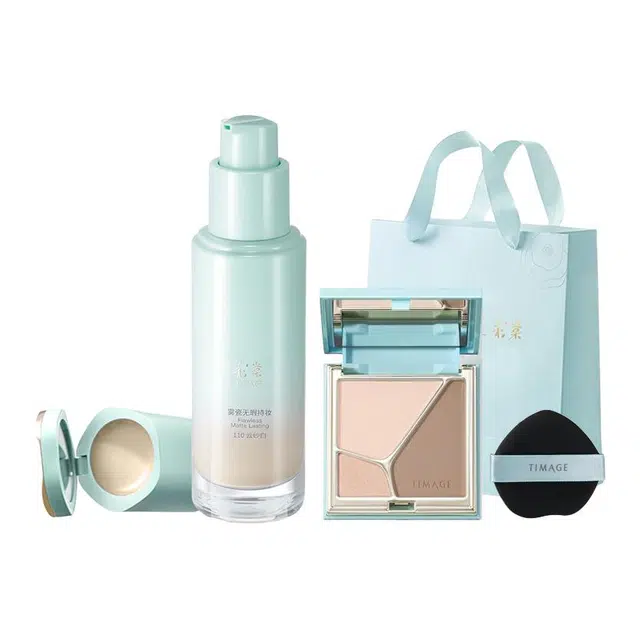 彩棠 小圆管粉底液修容彩妆套装 不脱妆服帖不卡粉提亮肤色遮瑕均匀肤色修饰肤色修饰轮廓控油 混油干皮混干 白皮黄皮 提亮面中