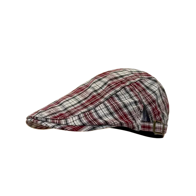 杨同学 日系文艺复古撞色格纹前进帽 腈纶 帽子 女款