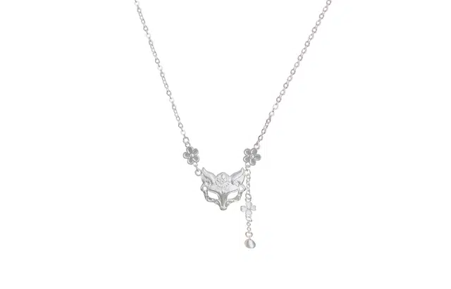 【银面灵狐】 迎百宝 狐狸面具繁花流苏锁国风新中式小众精致设计感仙气东方神秘高级感好运锁骨链 合金 项链 女款