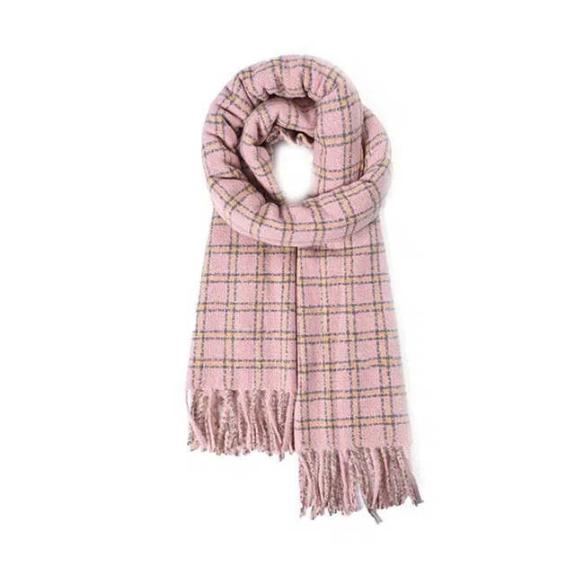 雅鹿优选 韩版高级感格纹简约时尚保暖 心动礼盒装 聚酯纤维 绒线围巾 男女同款情侣款