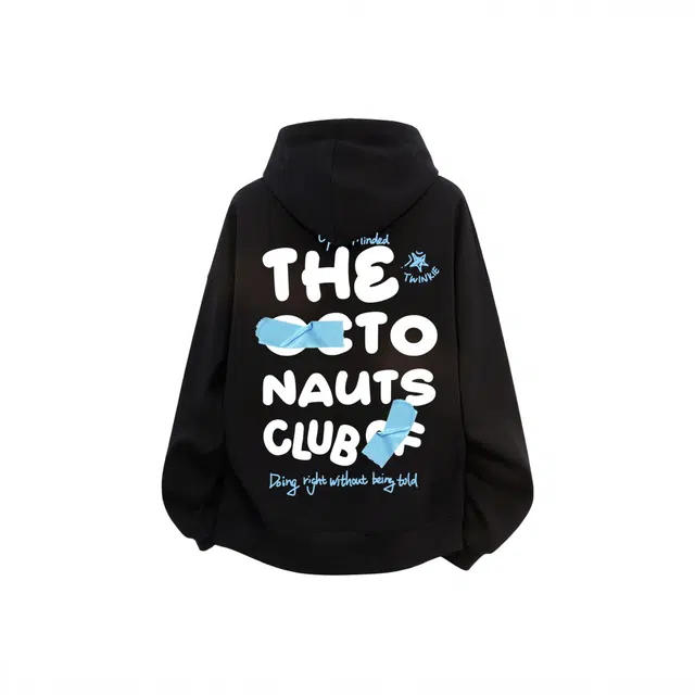 海底小纵队 美式高街简约时尚品牌字母小清新满印胶纸印花宽松落肩上衣休闲长袖潮牌运动舒适嘻哈学院风学生百搭连帽无绳国潮卫衣 男女同款