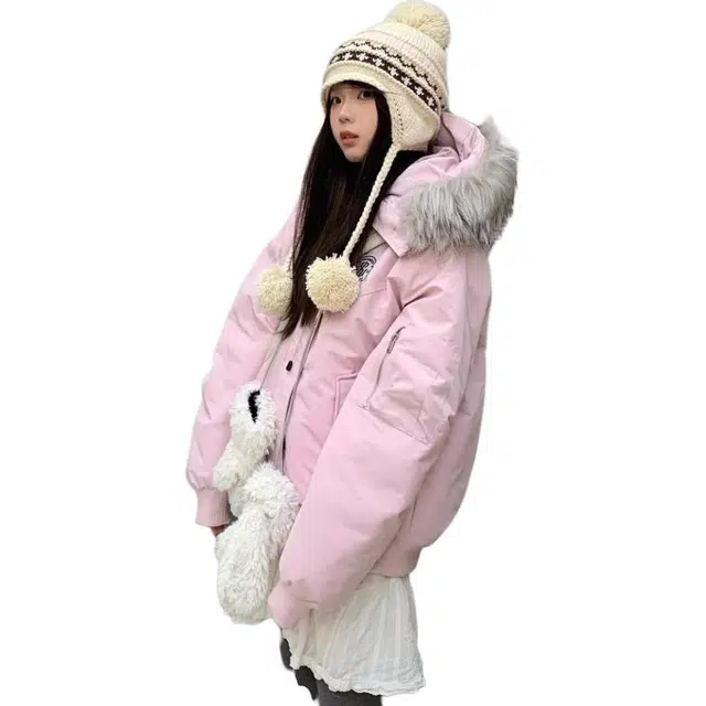 缪斯的诱惑 派克服工装冬季大毛领宽松学生保暖加厚棉衣外套棉服 女款