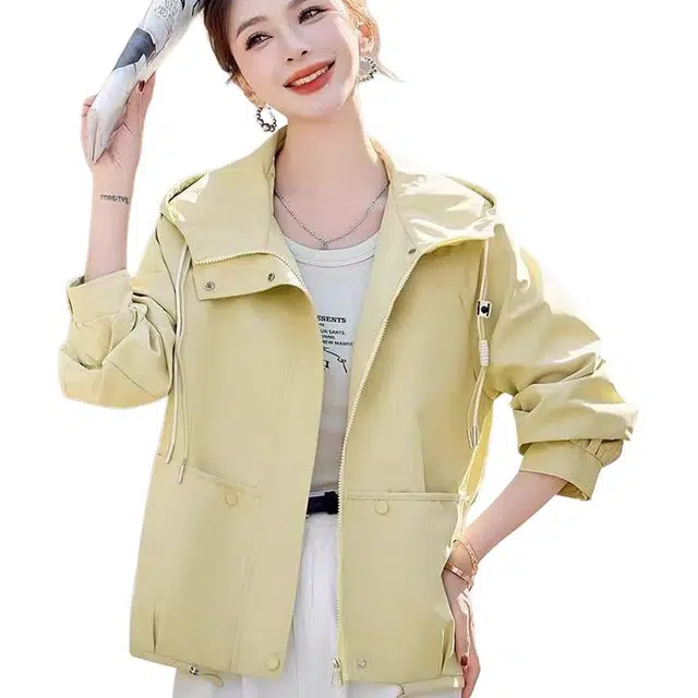 纤丝鸟 外套工装连帽小个子风衣短款宽松休闲夹克上衣棉服 女款