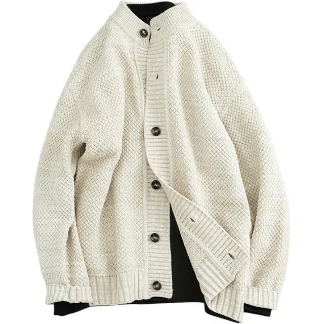 宫奴 日系休闲潮牌复古简约百搭宽松单排扣针织衫 男女同款