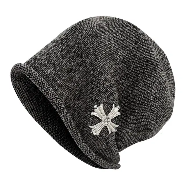 木林森 韩版做旧十字架堆堆帽酷潮卷边大头围百搭显脸小包头帽 毛线 绒线帽 男女同款情侣款